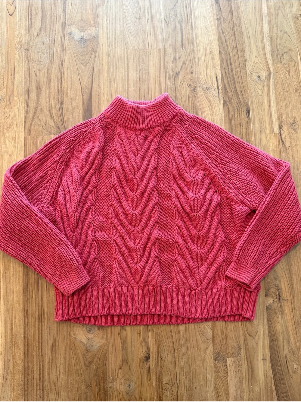 J. Crew Red Cable Knit Crew Neck Sweater Women’s Small